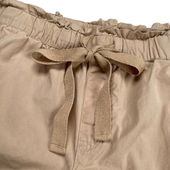 Loft Outlet Shorts Medium Tan 100% Cotton Paperbag Waist Drawstring 4" Inseam - Picture 2 of 5